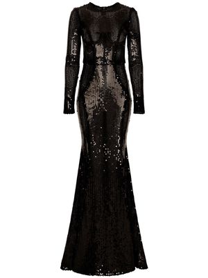 Dolce & Gabbana floor-length sequin dress - Black