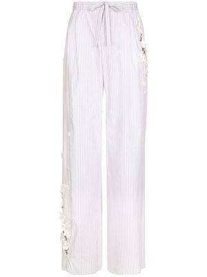 Dolce & Gabbana floral-appliqué cotton trousers - White