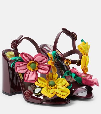 Dolce & Gabbana Floral-appliqué patent leather sandals
