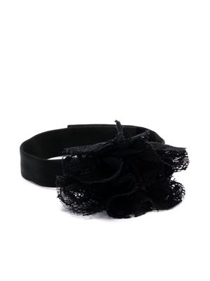 Dolce & Gabbana floral-appliqué satin choker necklace - Black