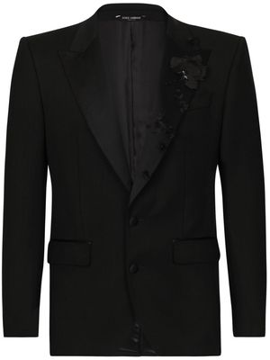 Dolce & Gabbana floral-appliqué single-breasted suit - Black
