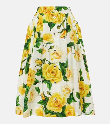 Dolce & Gabbana Floral cotton poplin midi skirt