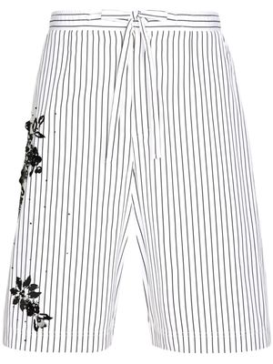 Dolce & Gabbana floral-detail striped bermuda shorts - White