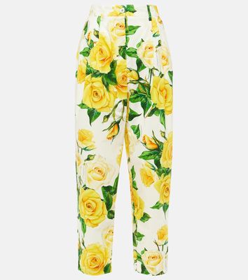 Dolce & Gabbana Floral high-rise cotton cropped pants