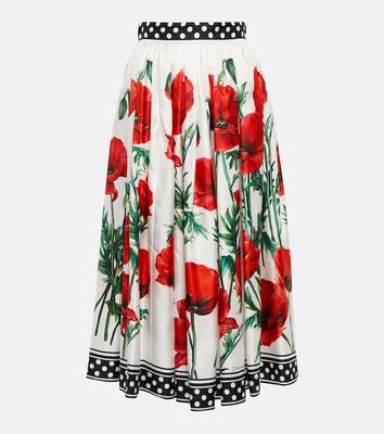 Dolce & Gabbana Floral high-rise silk midi skirt