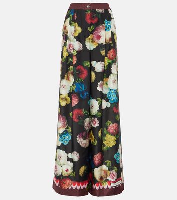 Dolce & Gabbana Floral high-rise silk wide-leg pants