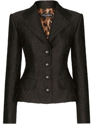 Dolce & Gabbana floral-jacquard single-breasted jacket - Black