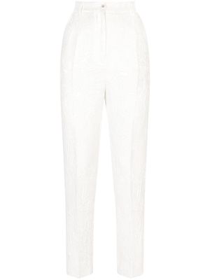 DOLCE & GABBANA floral jacquard tailored trousers - White