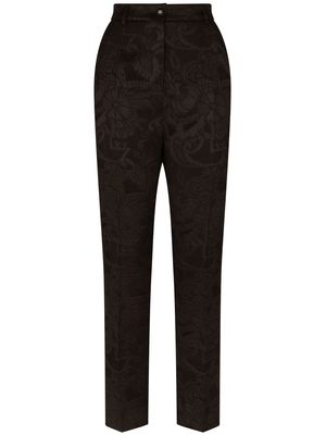 Dolce & Gabbana floral-jacquard tapered-leg trousers - Black