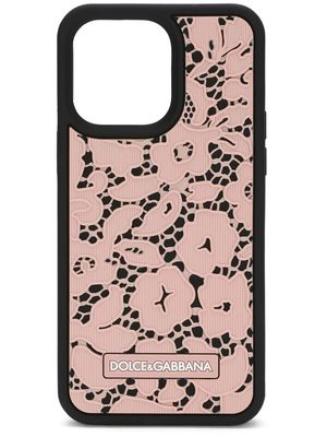 Dolce & Gabbana floral lace iPhone 14 Pro Max case - Pink