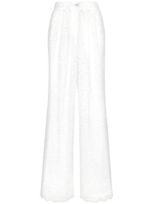 Dolce & Gabbana floral-lace long-length palazzo pants - White