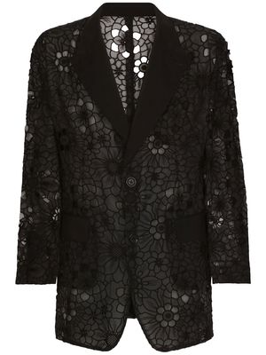 Dolce & Gabbana floral-lace single-breasted blazer - Black
