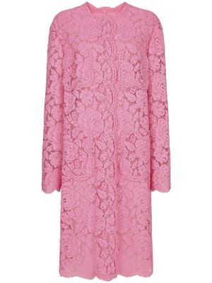Dolce & Gabbana floral-lace single-breasted coat - Pink