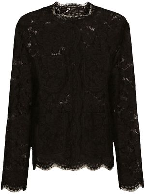 Dolce & Gabbana floral lace single-breasted jacket - Black