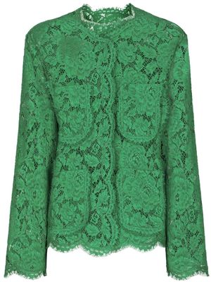 Dolce & Gabbana floral lace single-breasted jacket - Green