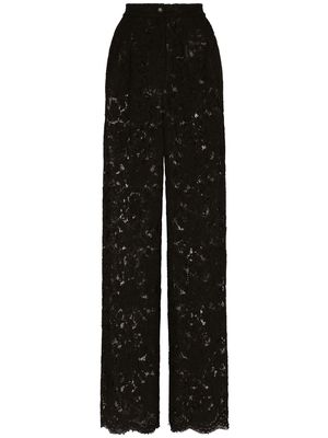 Dolce & Gabbana floral lace tailored trousers - Black