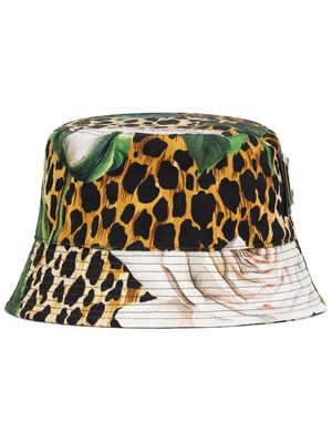 Dolce & Gabbana floral leopard-print bucket hat - Brown