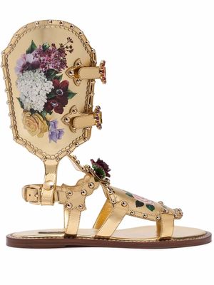 Dolce & Gabbana floral-motif gladiator sandals - Gold