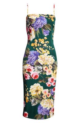 Dolce & Gabbana Floral Print Charmeuse Dress in Hn4Yaroseto Fdo Nero