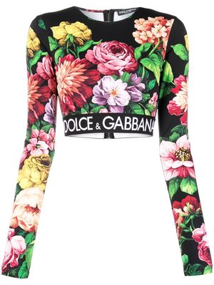 Dolce & Gabbana floral-print cropped top - Black