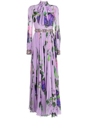 Dolce & Gabbana floral print crystal-embellished gown - Purple