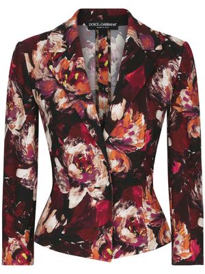 Dolce & Gabbana floral-print fitted-waistline blazer - Red