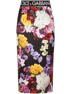 Dolce & Gabbana floral-print pencil skirt - Black