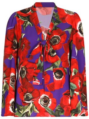 Dolce & Gabbana floral-print silk blouse - Red