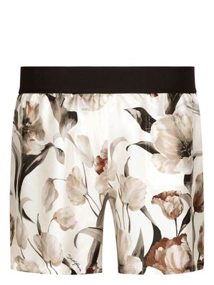 Dolce & Gabbana floral-print silk boxers - White