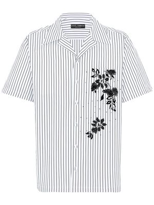 Dolce & Gabbana floral-print striped shirt - White