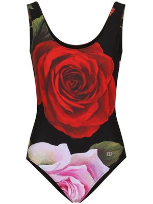 Dolce & Gabbana floral-print swimsuit - Black
