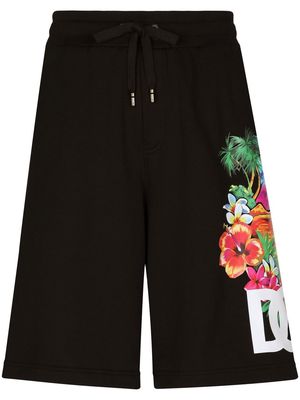 Dolce & Gabbana floral-print track shorts - Black