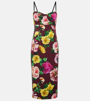 Dolce & Gabbana Floral silk-blend bustier midi dress