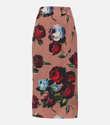 Dolce & Gabbana Floral silk-blend charmeuse midi skirt