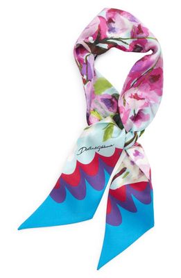 Dolce & Gabbana Floral Silk Twill Scarf in Campanule Fdo.azzurr