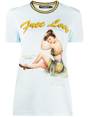 Dolce & Gabbana Free Love print T-shirt - Blue