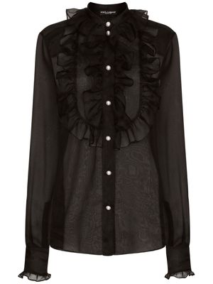Dolce & Gabbana frilled-detail silk blouse - Black