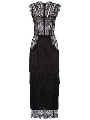 Dolce & Gabbana fringe-detail lace sheath dress - Black
