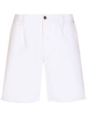 Dolce & Gabbana fringed-edge denim shorts - White