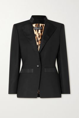 Dolce & Gabbana - Gabardine-trimmed Wool-blend Twill Blazer - Black