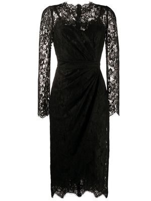 Dolce & Gabbana galloon-lace wrap midi dress - Black