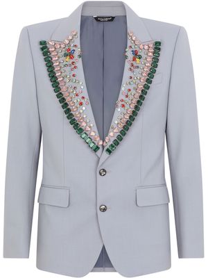 Dolce & Gabbana gemstone-embellished tailored blazer - Blue