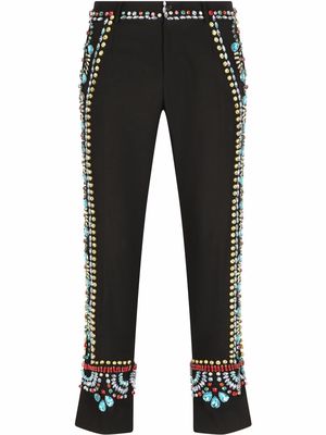 Dolce & Gabbana gemstone-embellished wool trousers - Black