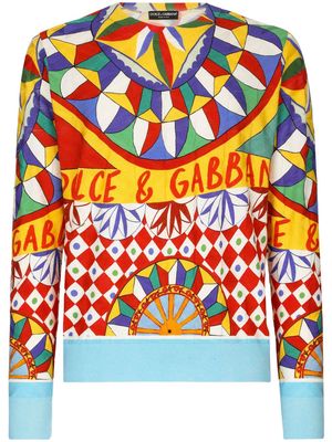 Dolce & Gabbana geometric-print silk jumper - Blue
