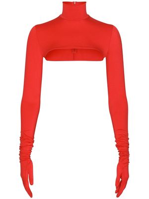 Dolce & Gabbana glove-sleeve cropped top - Red