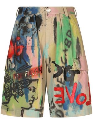 Dolce & Gabbana graffiit-print Bermuda shorts - Neutrals