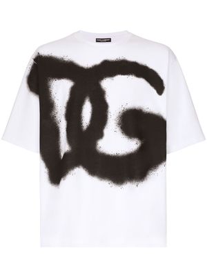 Dolce & Gabbana graffiti logo-print boxy T-shirt - White