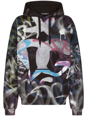 Dolce & Gabbana graffiti logo-print hoodie - Multicolour