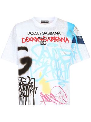 Dolce & Gabbana graffiti-print cotton T-shirt - White
