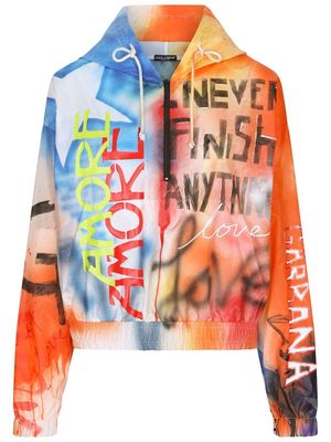 Dolce & Gabbana graffiti-print hooded jacket - Orange